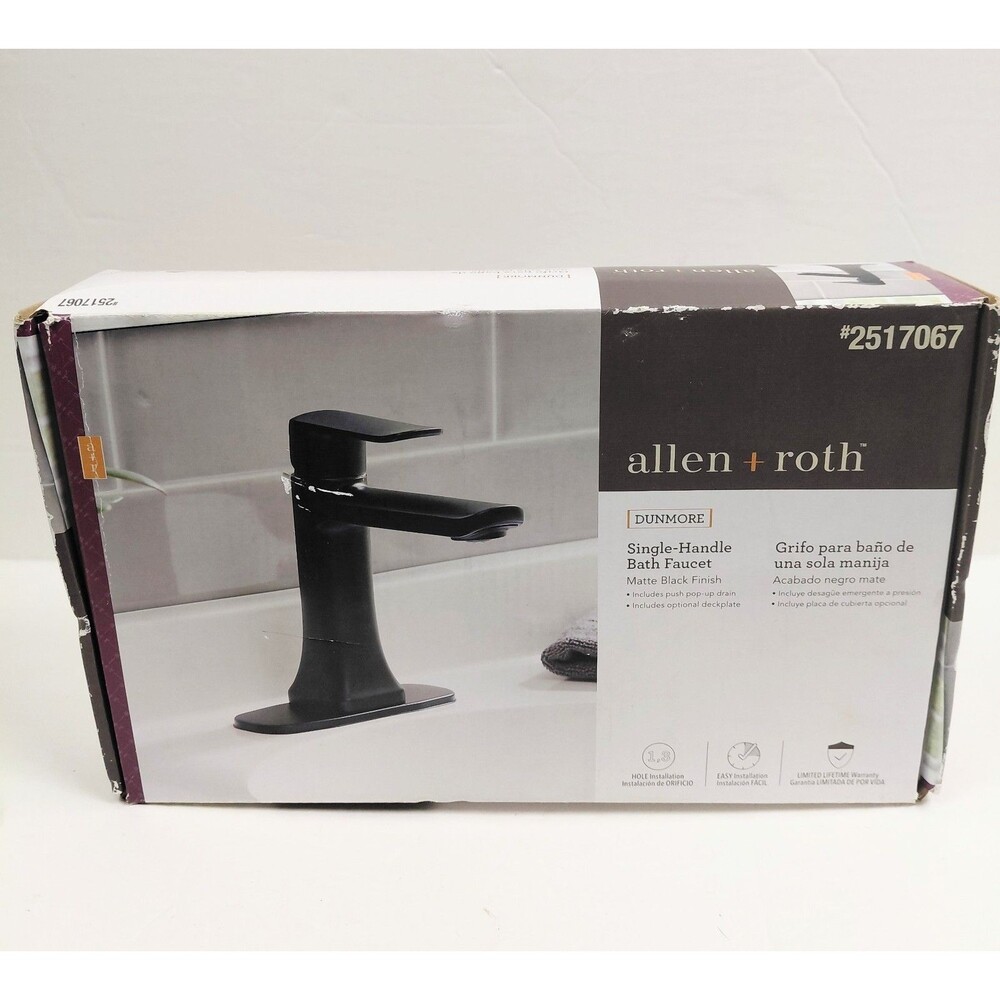 Allen + Roth Dunmore Matte Black Single Handle 1-Handle Bath Faucet *New*